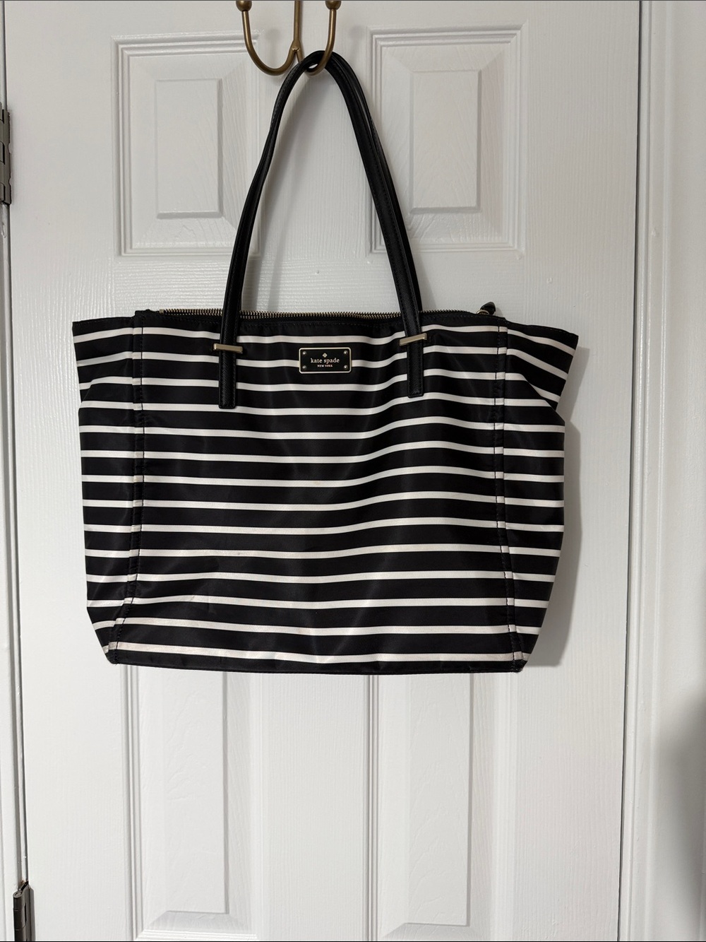 kate spade Black and White Striped Tote